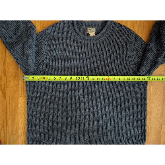 Men's L.L.Bean Organic Cotton Waffle Sweater Rollneck Crew Blue XL 509337 - Picture 7 of 8